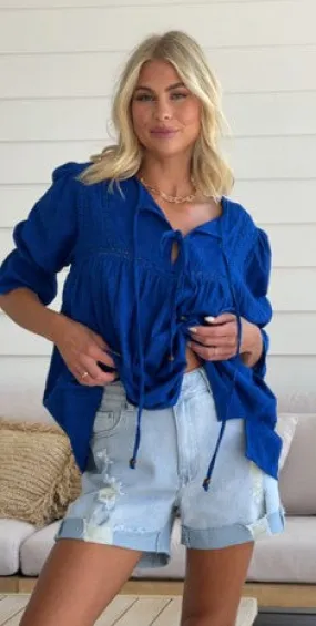 Ciro embroidery top blue Ciro embroidery top blue