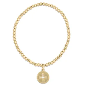 Classic Gold 3mm Bead Bracelet - Signature Cross Gold Disc Classic Gold 3mm Bead Bracelet - Signature Cross Gold Disc