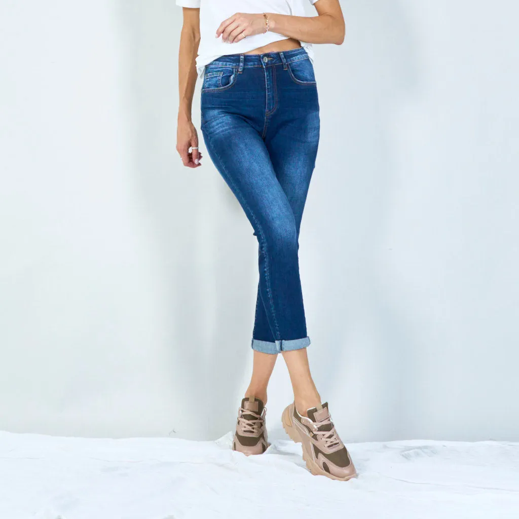 Classic high-waisted skinny jeans with faded wash wholesale