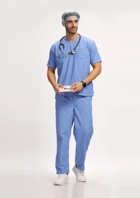 Classic Men's V-Neck (Ceil Blue) Scrub- Bundle Set Classic Men's V-Neck (Ceil Blue) Scrub- Bundle Set