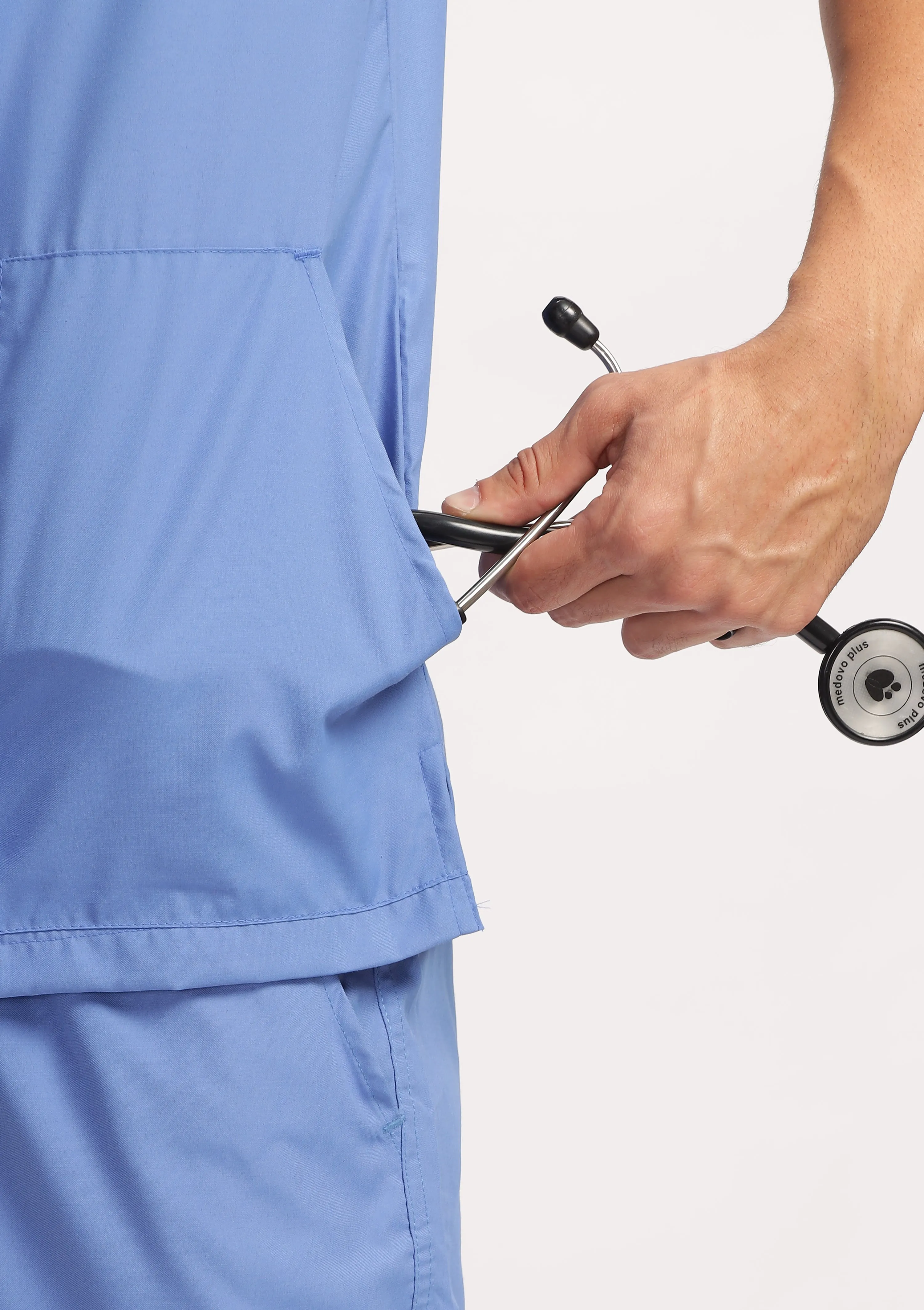 Classic Men's V-Neck (Ceil Blue) Scrub- Bundle Set