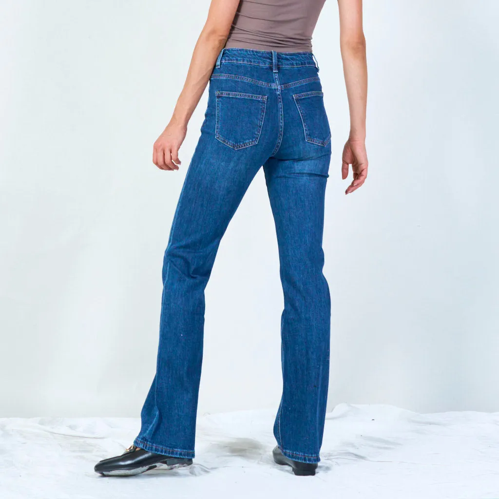 Classic straight-leg jeans with pearl button wholesale