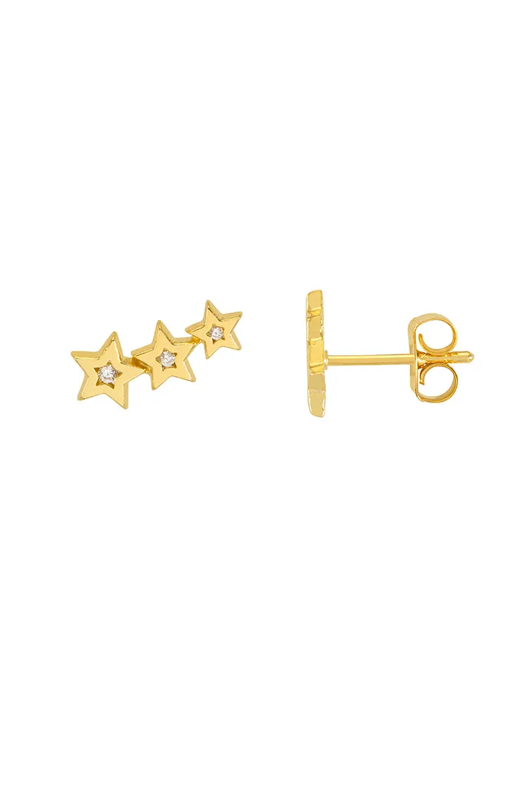 CZ Star Crawler Stud Earrings