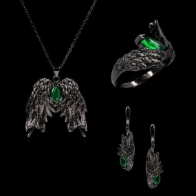 Dark Angel Wing Brass Gothic Jewelry Set Dark Angel Wing Brass Gothic Jewelry Set
