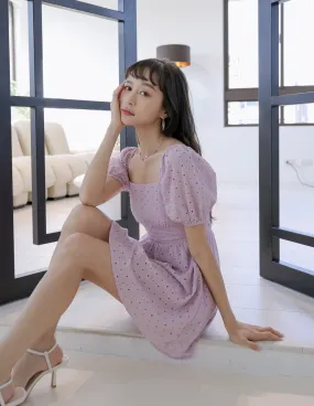 Darla Eyelet Dress Romper in Lavender Darla Eyelet Dress Romper in Lavender