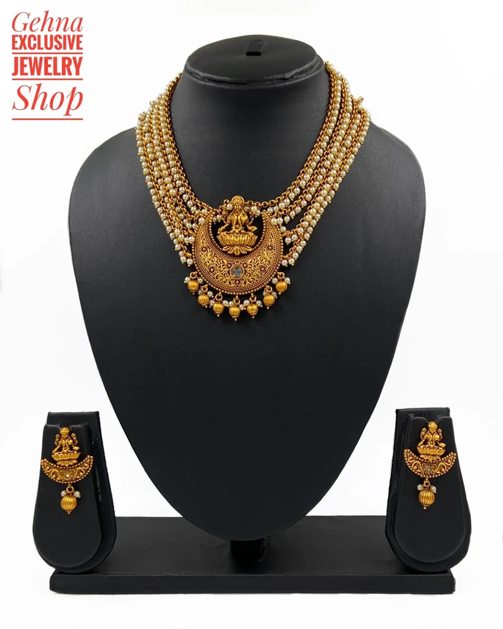 Designer Antique Goddess Lakshmi Necklace Set For Ladies By Gehna Shop