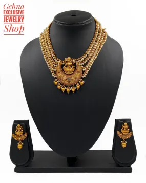 Designer Antique Goddess Lakshmi Necklace Set For Ladies By Gehna Shop Designer Antique Goddess Lakshmi Necklace Set For Ladies By Gehna Shop