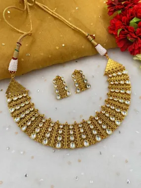 Designer Gold Plated Golden Kundan Necklace Set For Wedding By Gehna Shop Designer Gold Plated Golden Kundan Necklace Set For Wedding By Gehna Shop