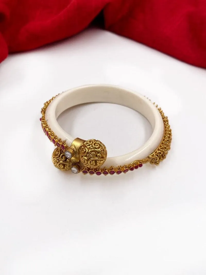 Designer Gold Plated Royal Look Bangle With Ghungroo By Gehna Shop