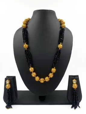Designer Handcrafted Black Crystal And Golden Beads Necklace For Woman By Gehna Shop Designer Handcrafted Black Crystal And Golden Beads Necklace For Woman By Gehna Shop