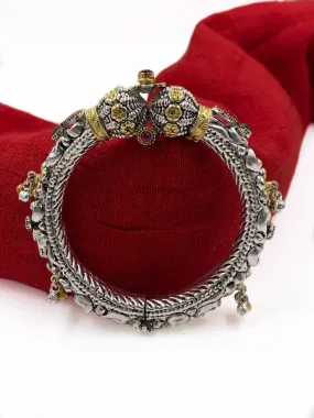 Ethnic Silver Plated Two Tone Polish Silver Kada Bracelet For Women Ethnic Silver Plated Two Tone Polish Silver Kada Bracelet For Women