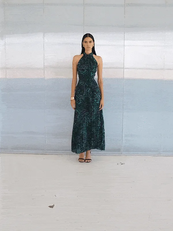 Fern Mystic Leopard Print Halter Dress