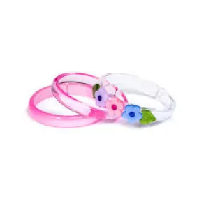 Flowers pink purple blue bangles set/3 Flowers pink purple blue bangles set/3