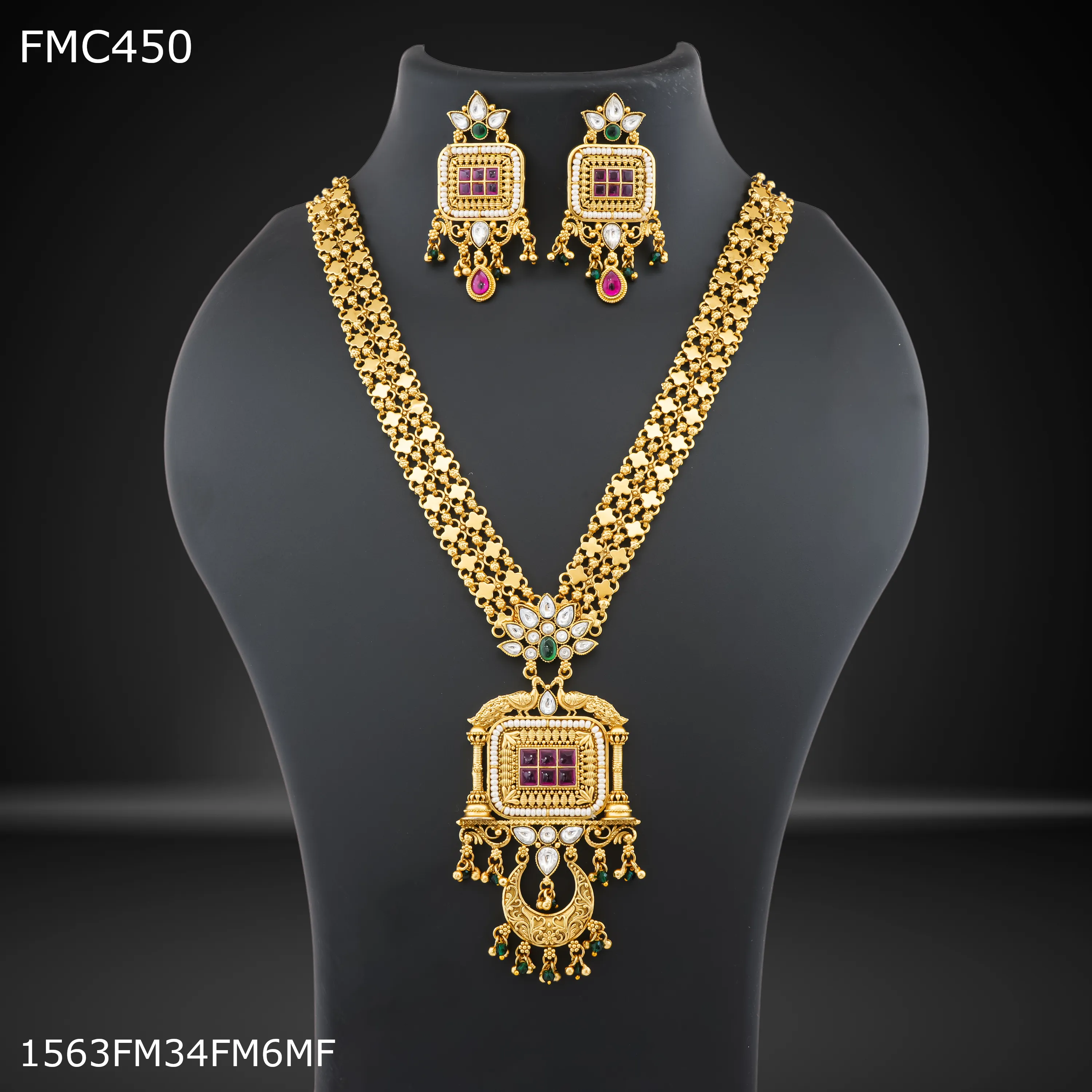 Freemen Handmade antique mor long Set with earring for women - FWC450