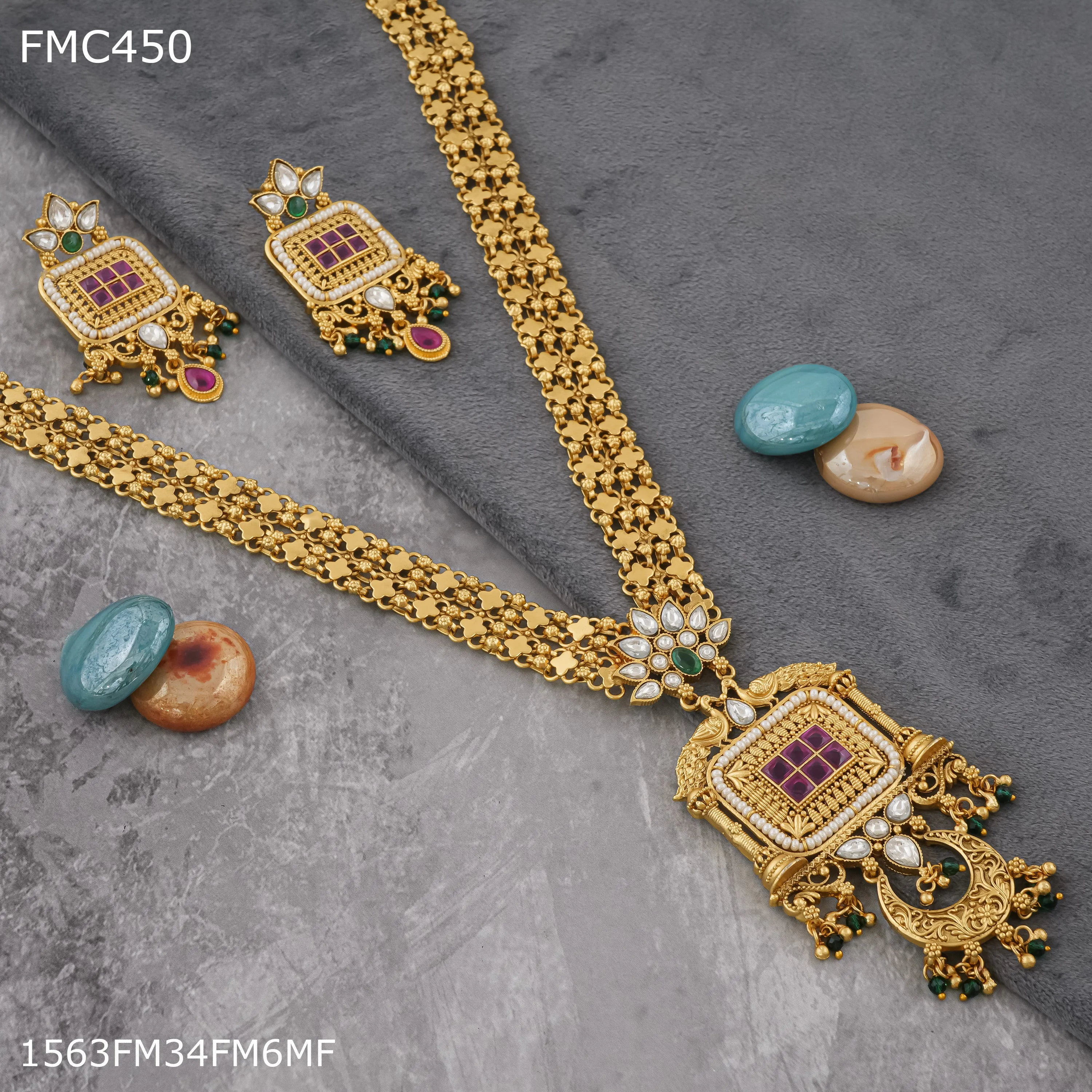 Freemen Handmade antique mor long Set with earring for women - FWC450