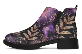 Galactic Bloom Chelsea Boots - Comfy Slip-On - Soft & Water-Resistant Micro-Suede Vegan Shoes Galactic Bloom Chelsea Boots - Comfy Slip-On - Soft & Water-Resistant Micro-Suede Vegan Shoes
