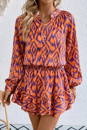 Geometric Notched Neck Romper Geometric Notched Neck Romper