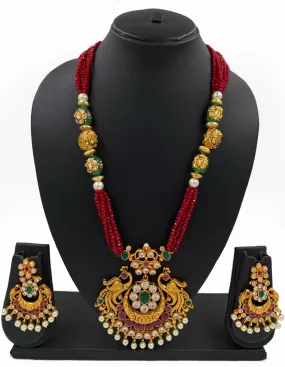 Gold Plated Antique Golden Peacock Pendant Necklace Set By Gehna Shop Gold Plated Antique Golden Peacock Pendant Necklace Set By Gehna Shop