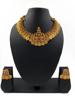 Gold Plated South Indian Lakshmi Coin Necklace Set For Ladies By Gehna Shop Gold Plated South Indian Lakshmi Coin Necklace Set For Ladies By Gehna Shop