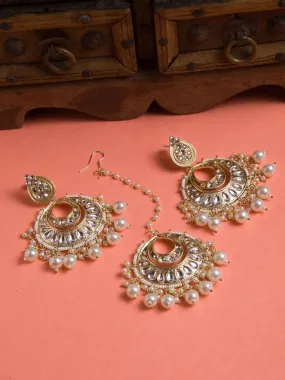 Gold-Plated White Kundan Stone Studded Handcrafted Jewellery Set Gold-Plated White Kundan Stone Studded Handcrafted Jewellery Set