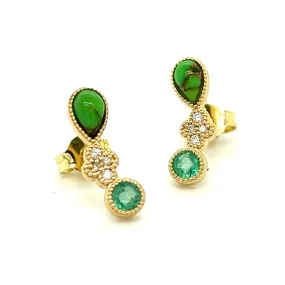 Green Turquoise Diamond Earrings Green Turquoise Diamond Earrings