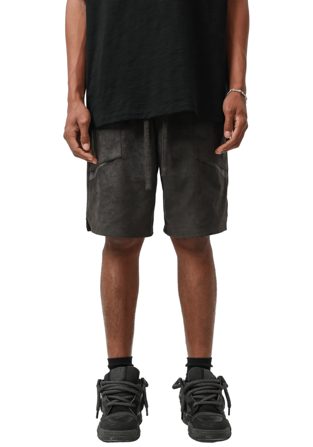 Irregular Pocket Suede Shorts