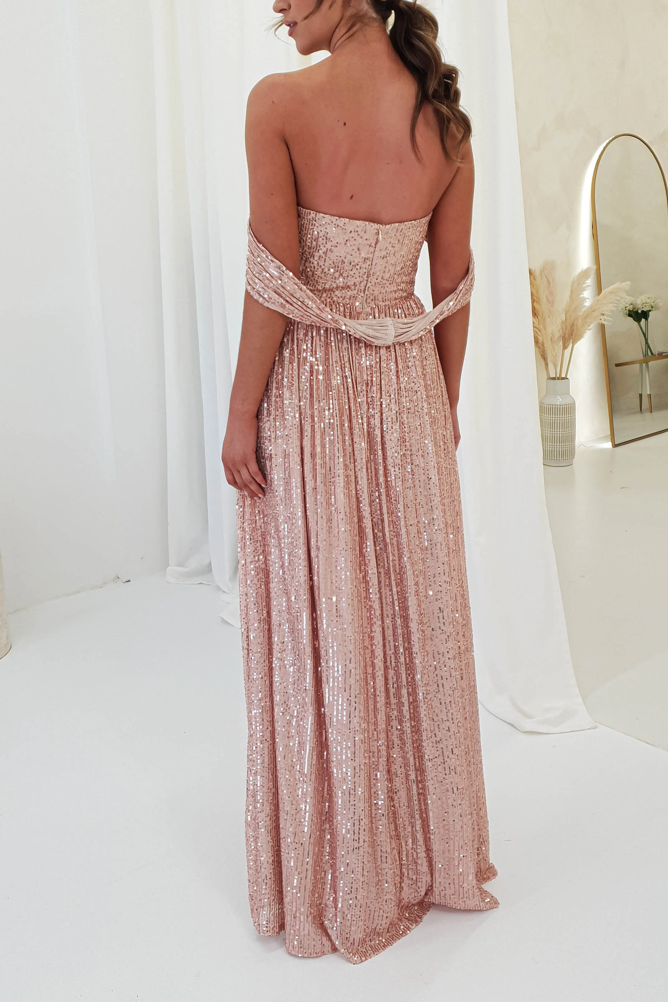 Juliet Sequin Maxi Gown | Rose Gold