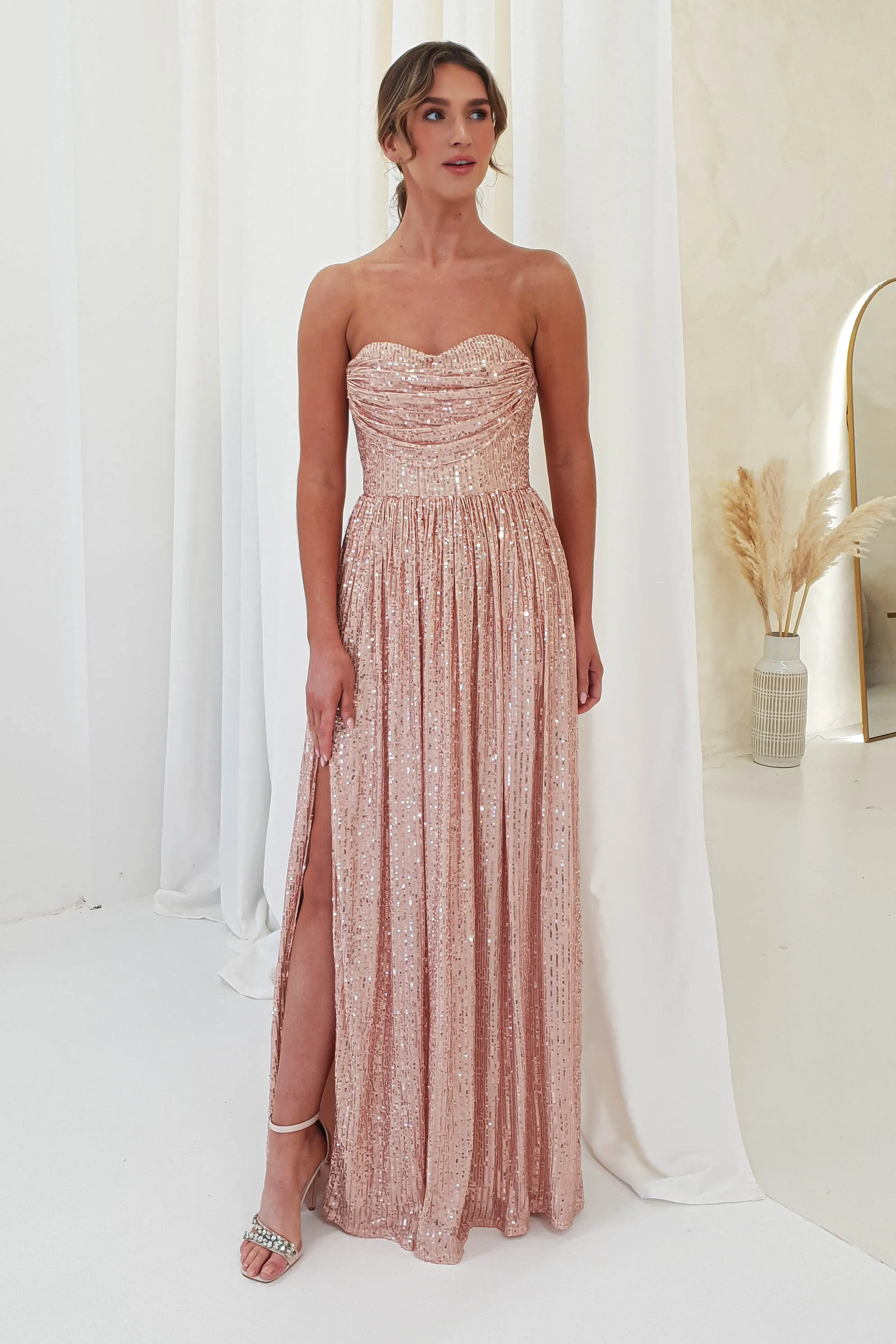 Juliet Sequin Maxi Gown | Rose Gold