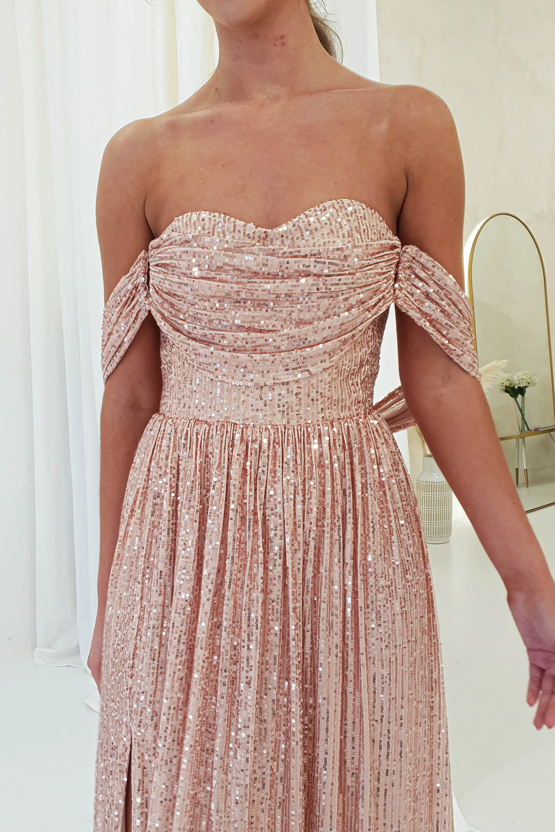 Juliet Sequin Maxi Gown | Rose Gold
