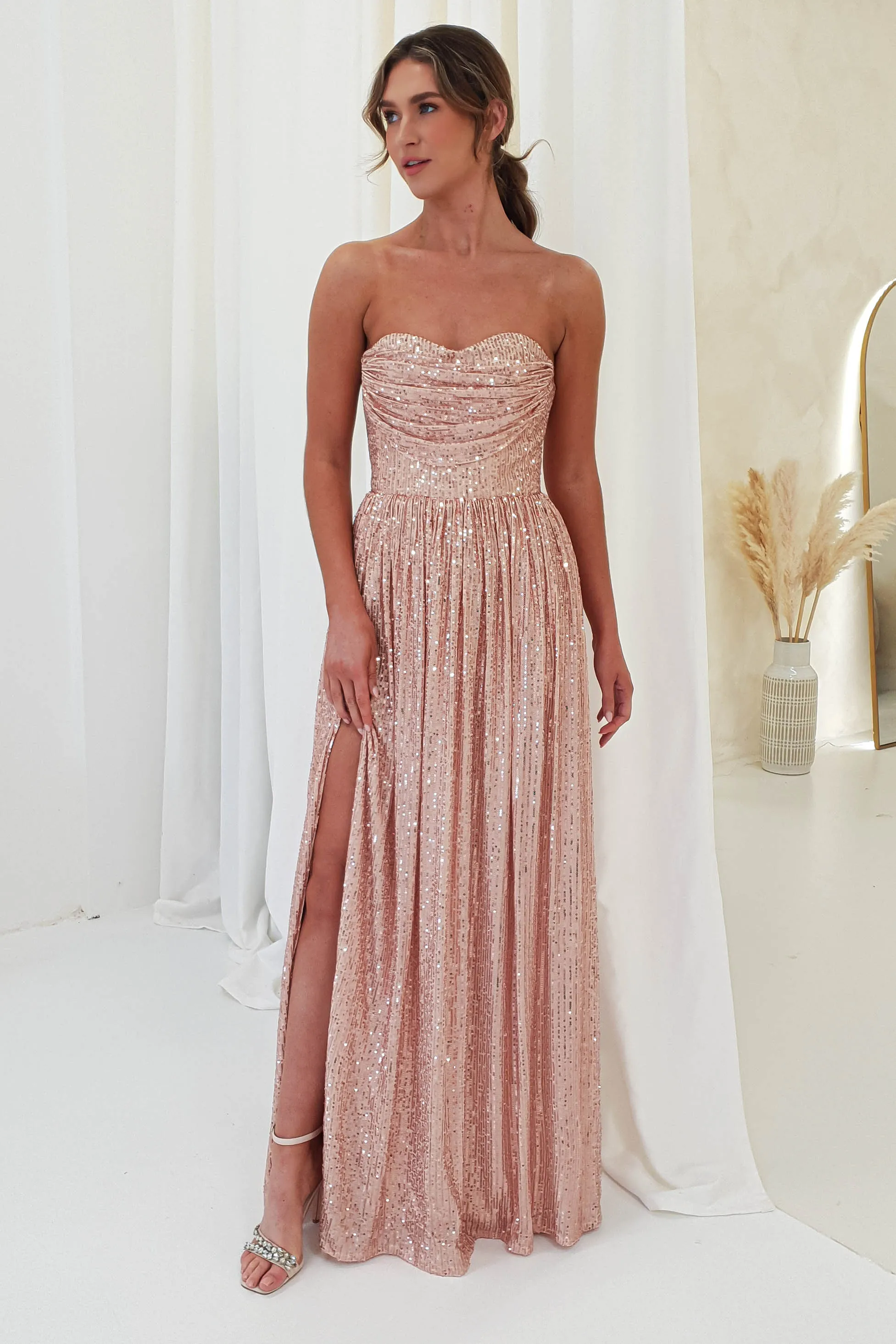 Juliet Sequin Maxi Gown | Rose Gold