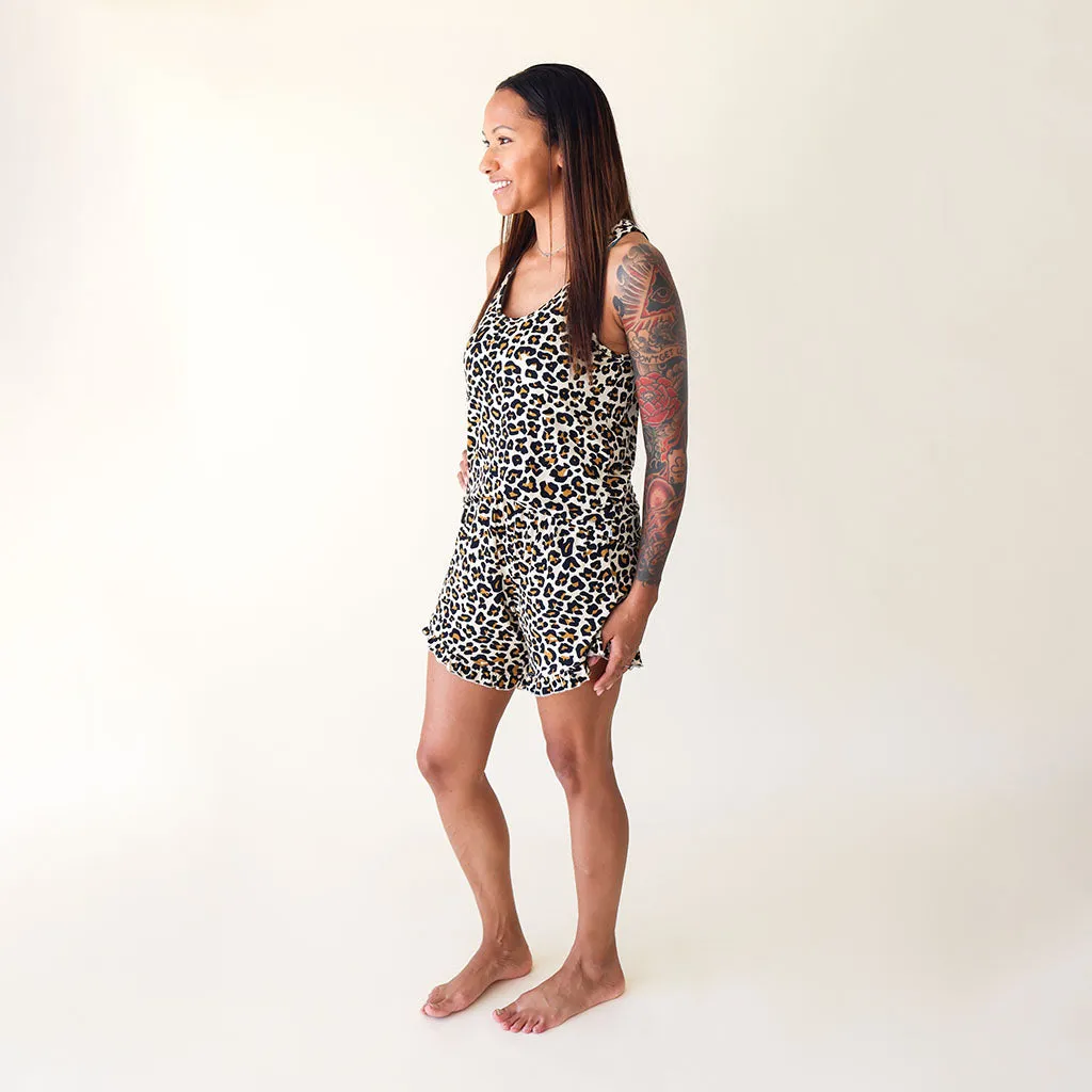 Lana Leopard Tan Women's Tank Ruffled Short Set