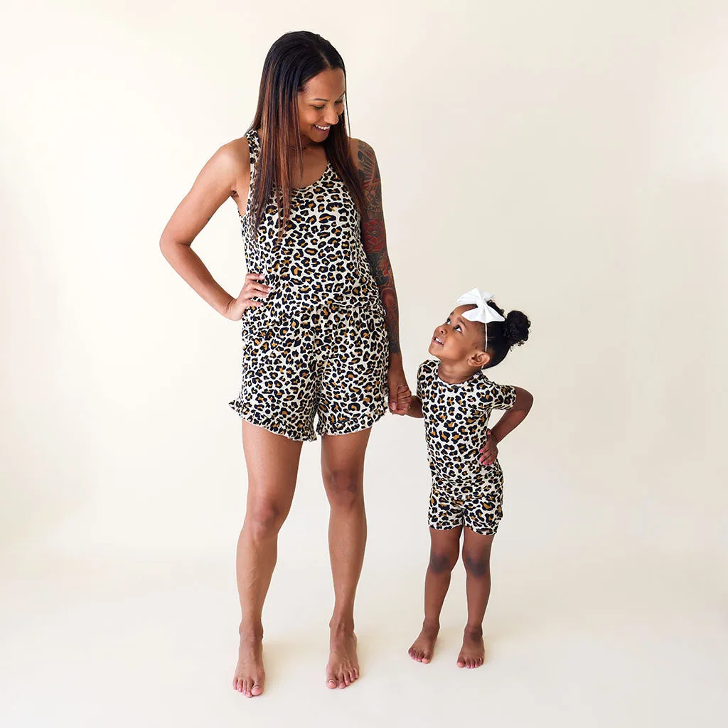 Lana Leopard Tan Women's Tank Ruffled Short Set