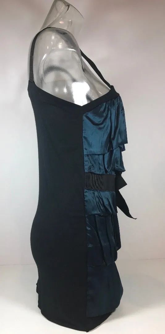 LANVIN Navy Silk Blouse with Black  Bow Tank Top