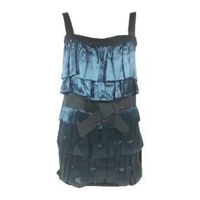 LANVIN Navy Silk Blouse with Black  Bow Tank Top LANVIN Navy Silk Blouse with Black  Bow Tank Top