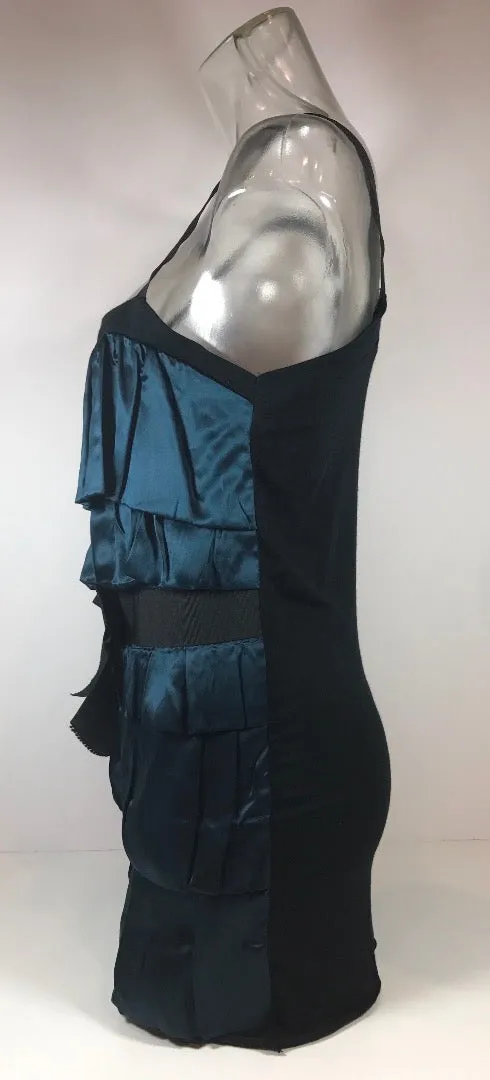 LANVIN Navy Silk Blouse with Black  Bow Tank Top