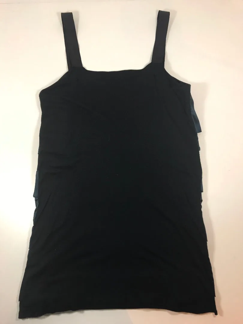 LANVIN Navy Silk Blouse with Black  Bow Tank Top