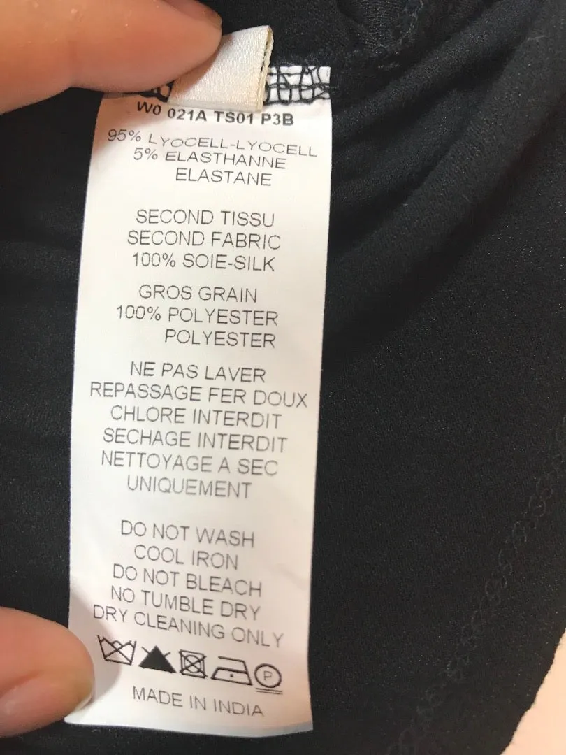 LANVIN Navy Silk Blouse with Black  Bow Tank Top