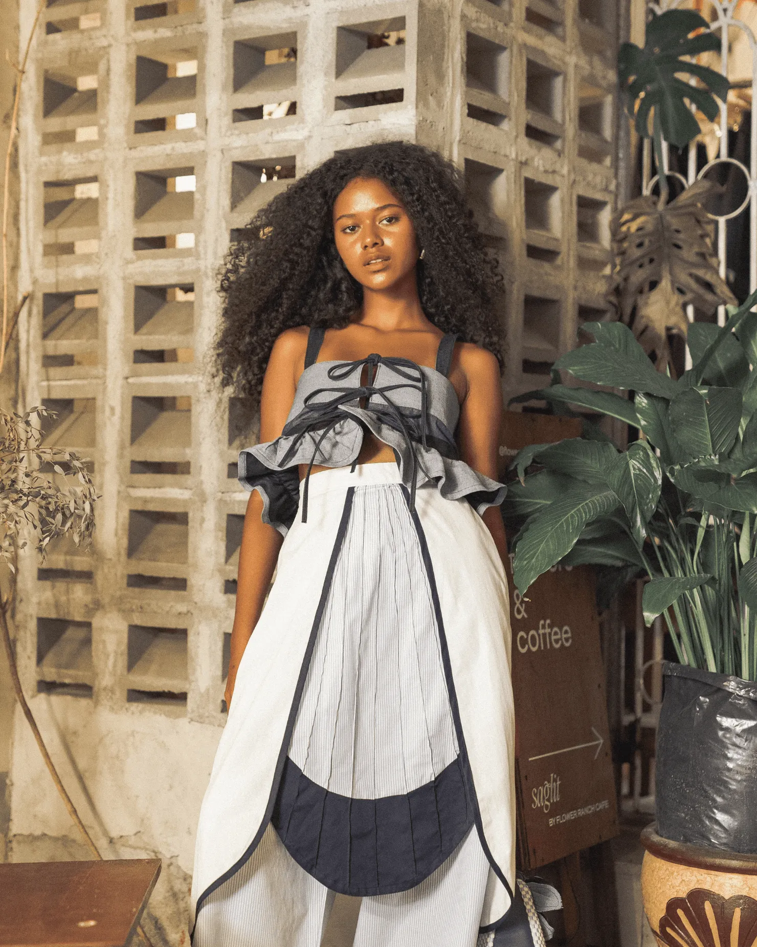 Laro 4-Way Peplum Top Denim