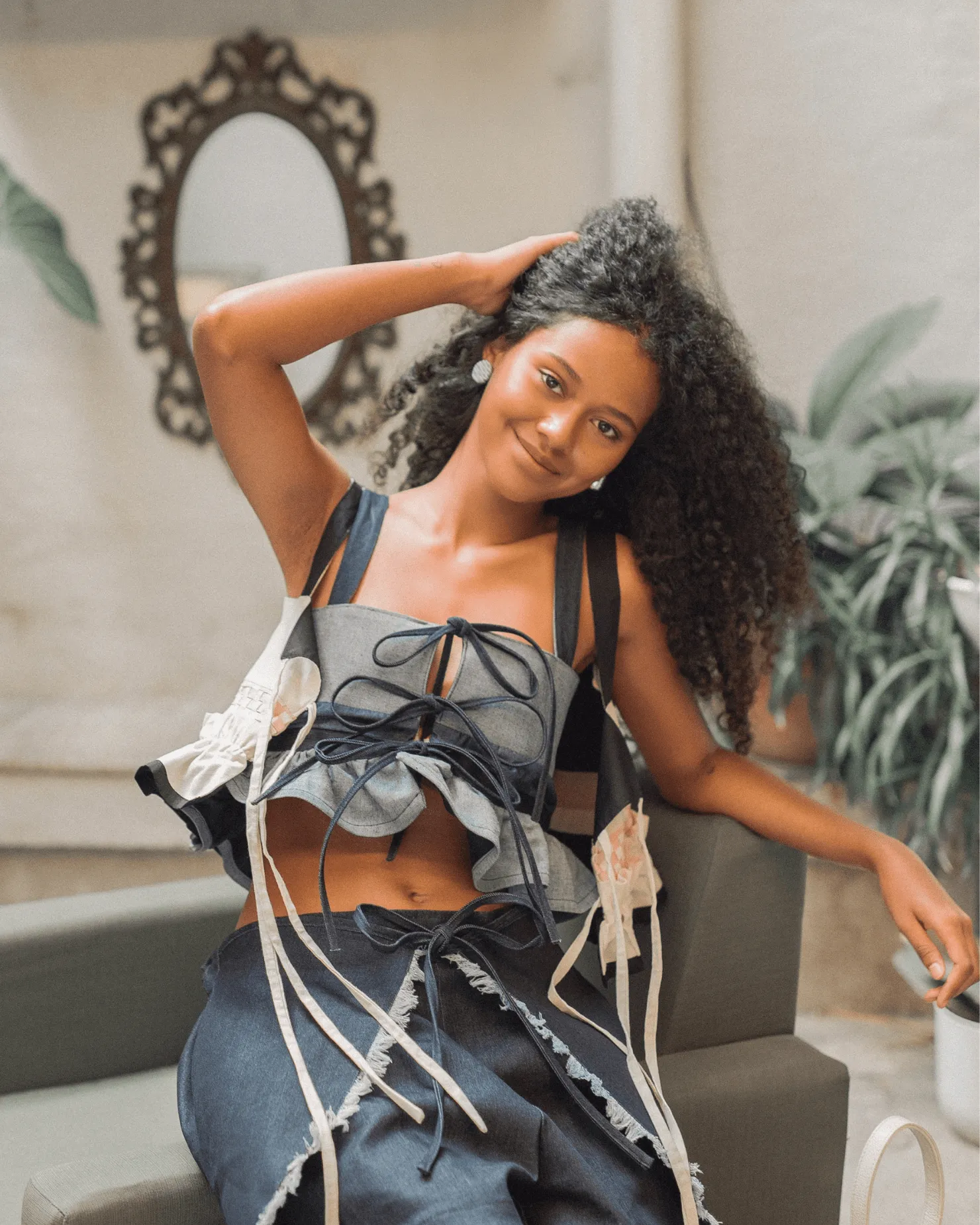 Laro 4-Way Peplum Top Denim