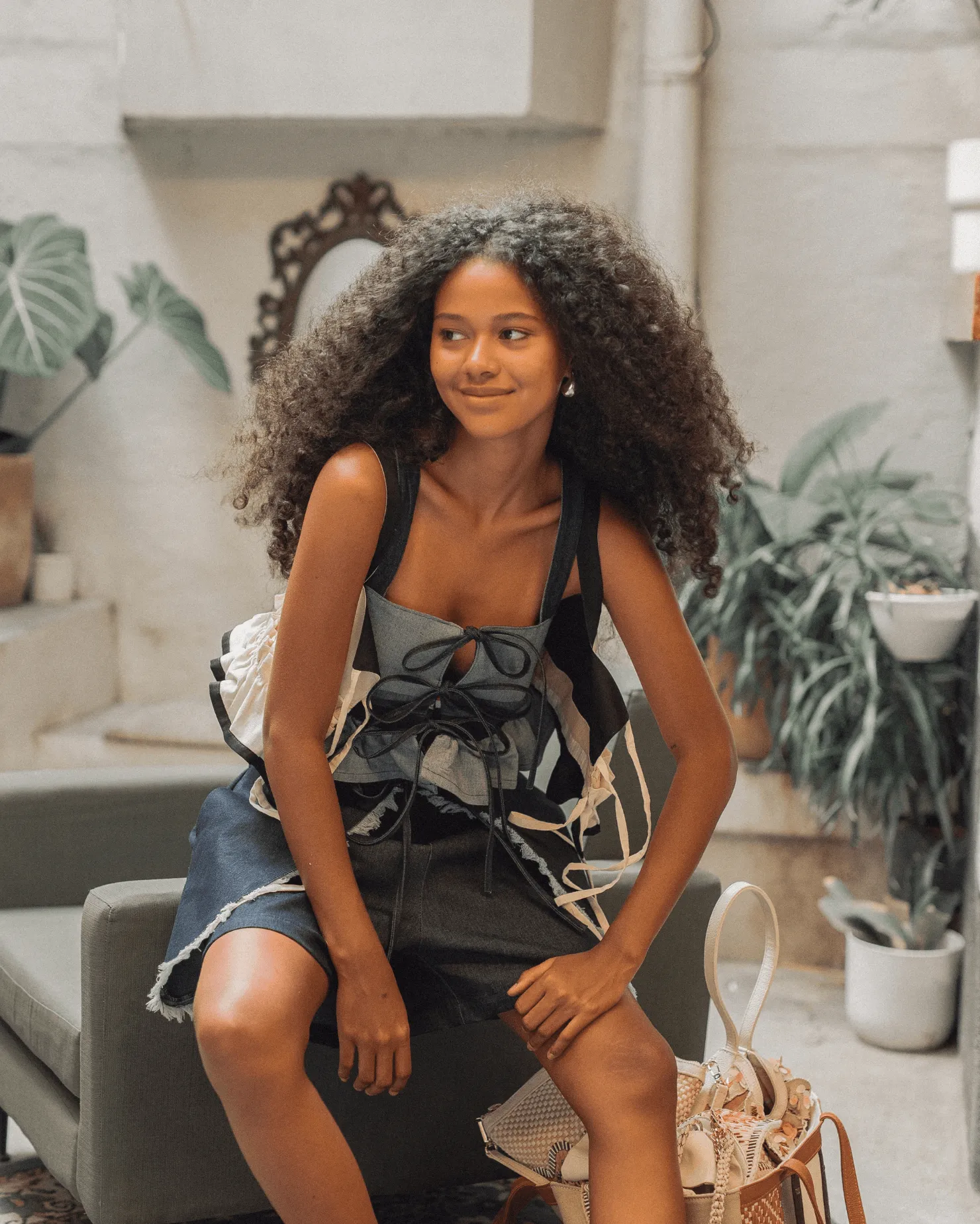 Laro 4-Way Peplum Top Denim