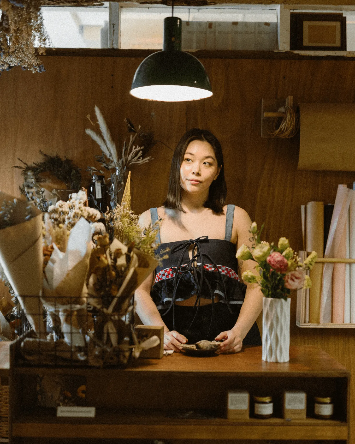 Laro 4-Way Peplum Top Denim