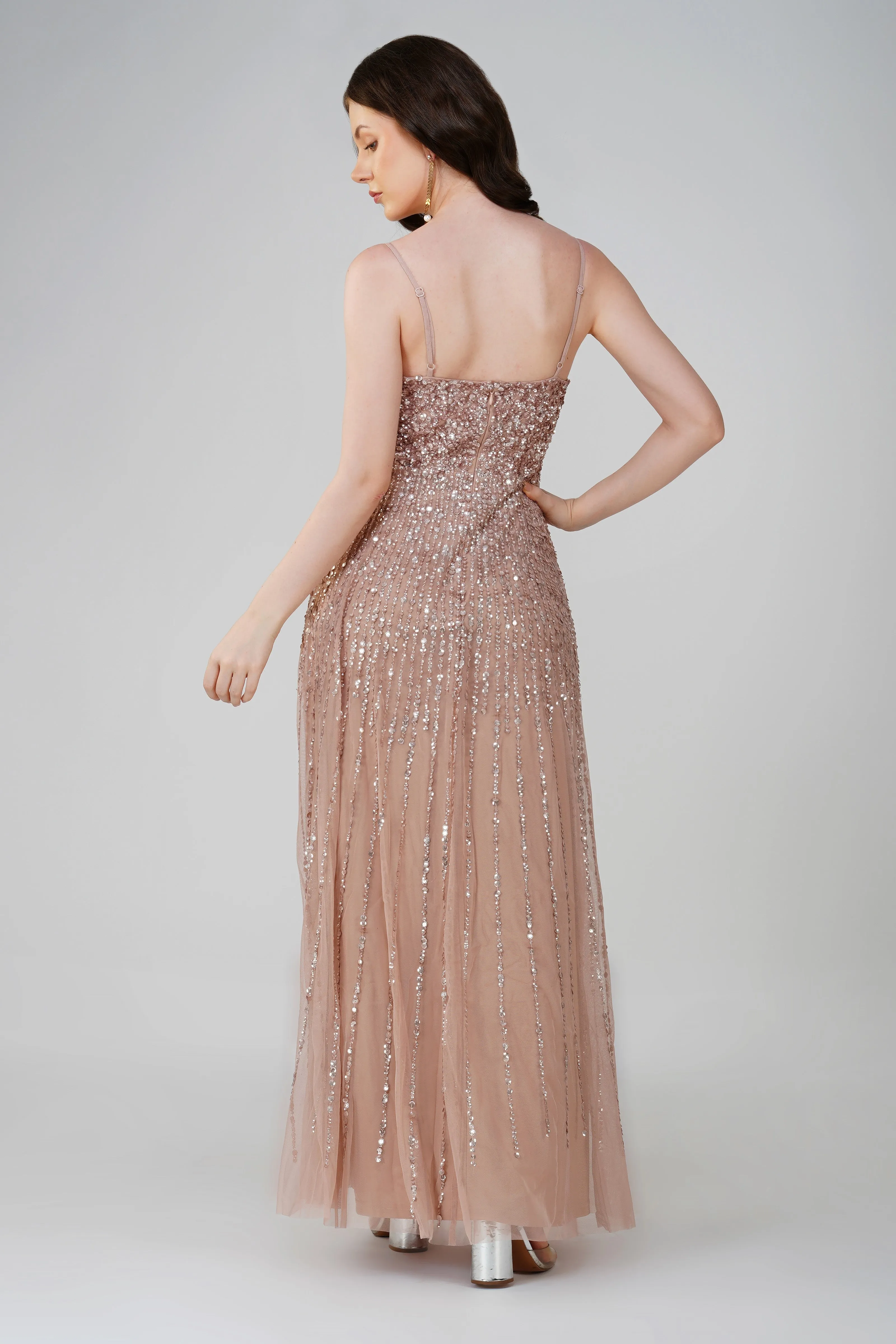 Legacy Embellished Maxi Dress in Mink