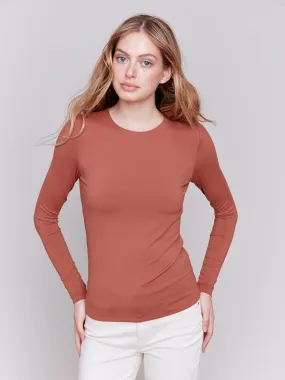 Long Sleeve Super Stretch Top - Terracotta Long Sleeve Super Stretch Top - Terracotta
