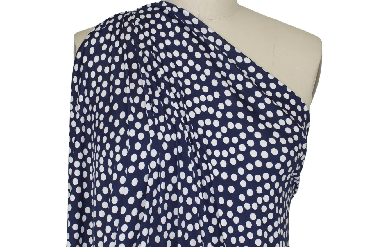 Lots of Dots ITY Jersey - White on Dark Navy
