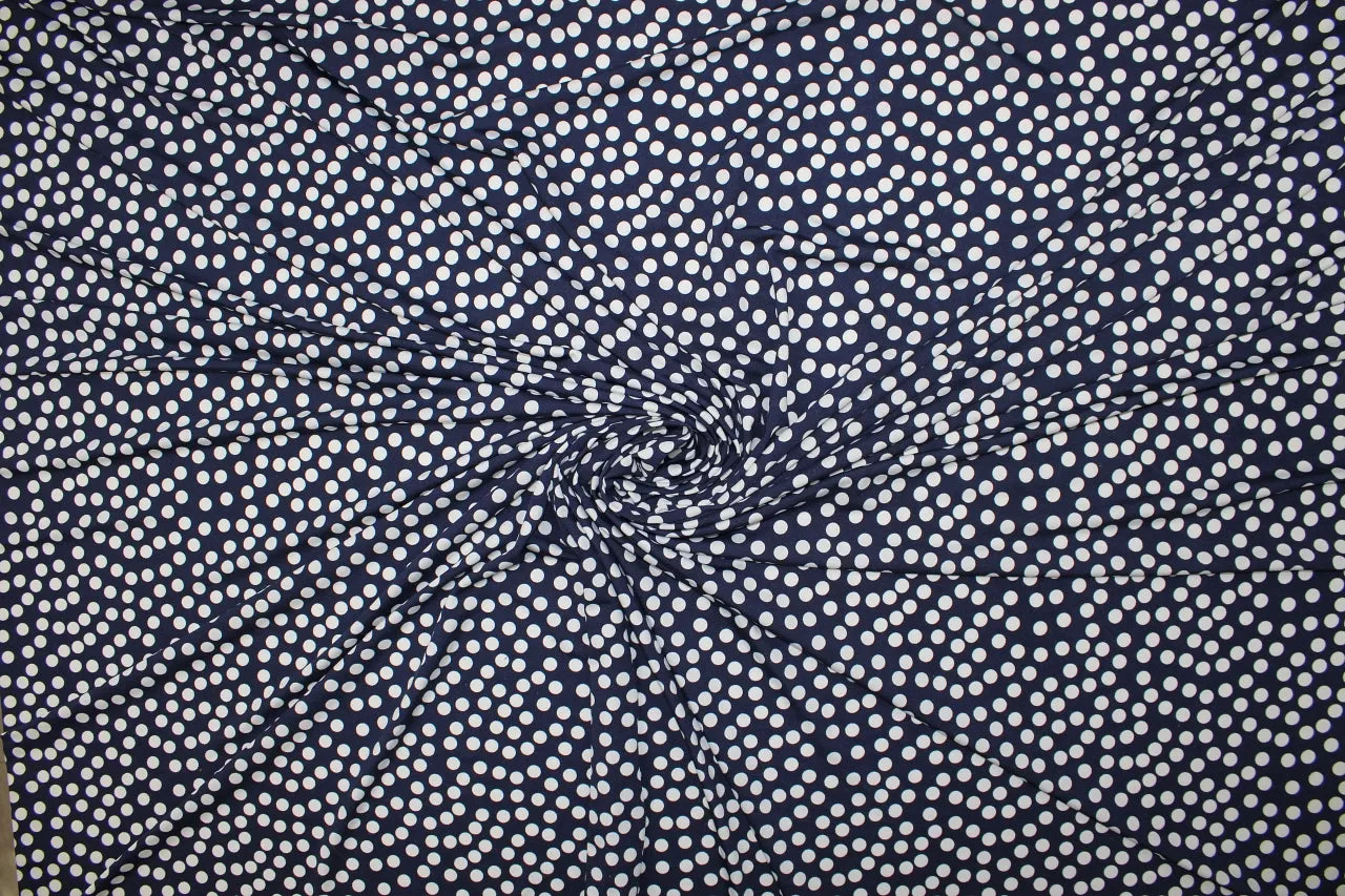 Lots of Dots ITY Jersey - White on Dark Navy