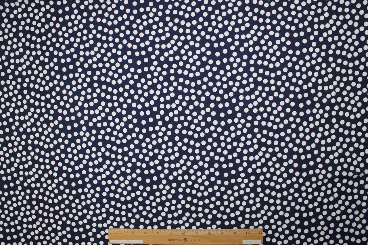 Lots of Dots ITY Jersey - White on Dark Navy
