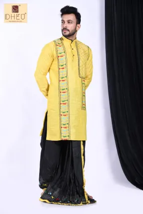 Machli Baba- Dheu Designer Silk  Dhoti(Optional)Kurta Set Machli Baba- Dheu Designer Silk  Dhoti(Optional)Kurta Set