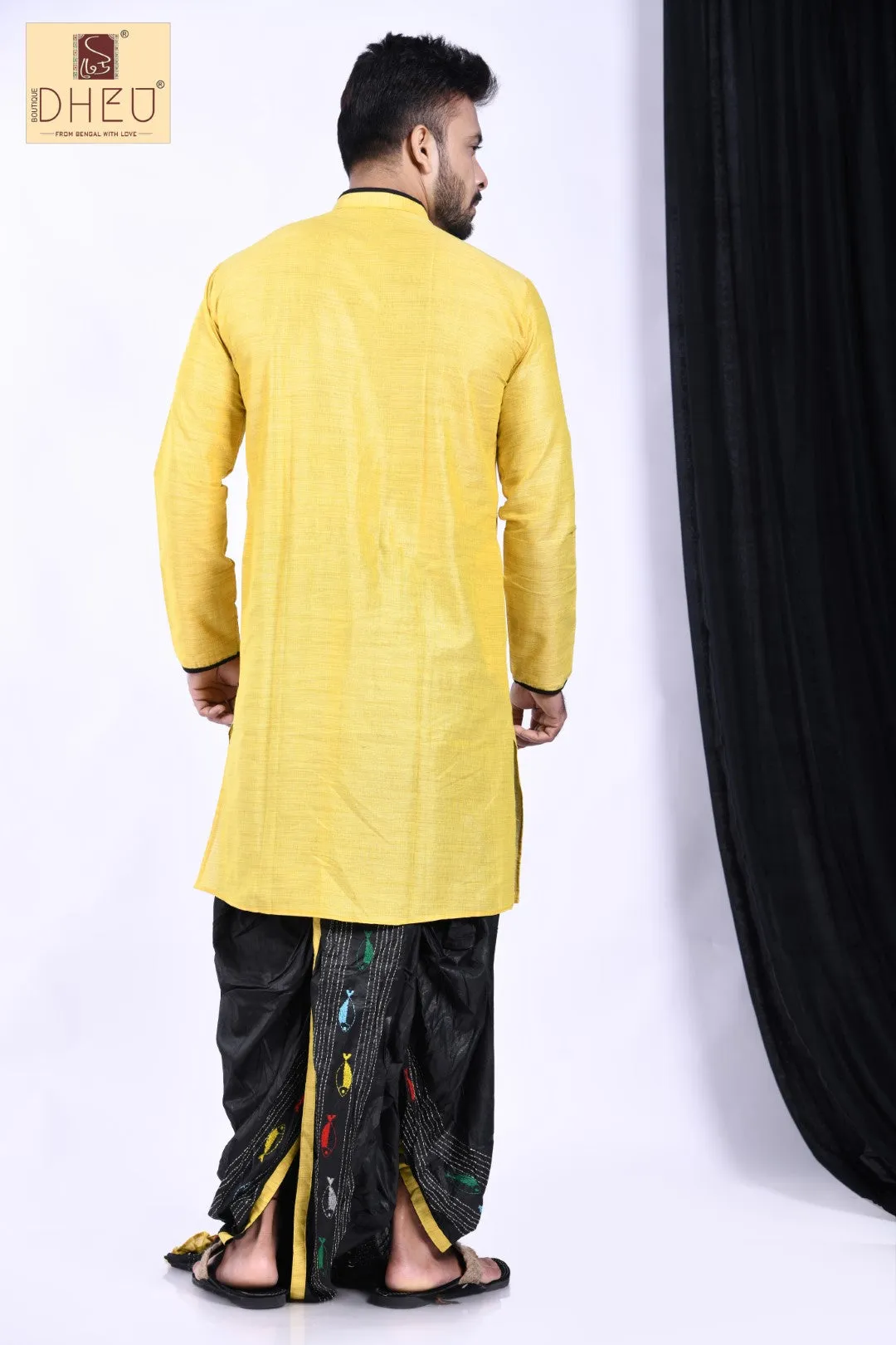 Machli Baba- Dheu Designer Silk  Dhoti(Optional)Kurta Set