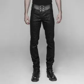 Men's Faux Leather and Jacquard Goth Trousers Men's Faux Leather and Jacquard Goth Trousers