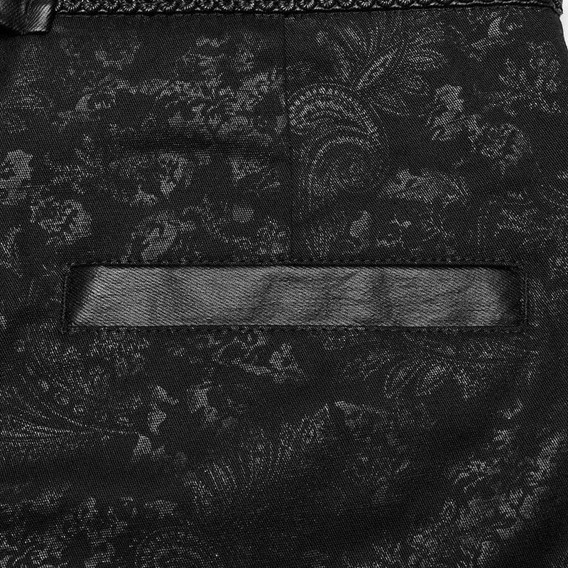 Men's Faux Leather and Jacquard Goth Trousers